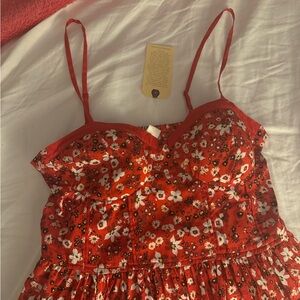 Red dress with flowers